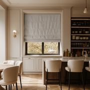 Natural Blackout Roman Shades for Kitchen Windows