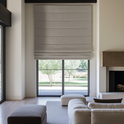 Outside Mount Natural Linen Blackout Roman Shades