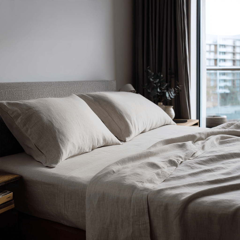Natural Washed Linen Extra Deep Pocket Fitted Sheet Set