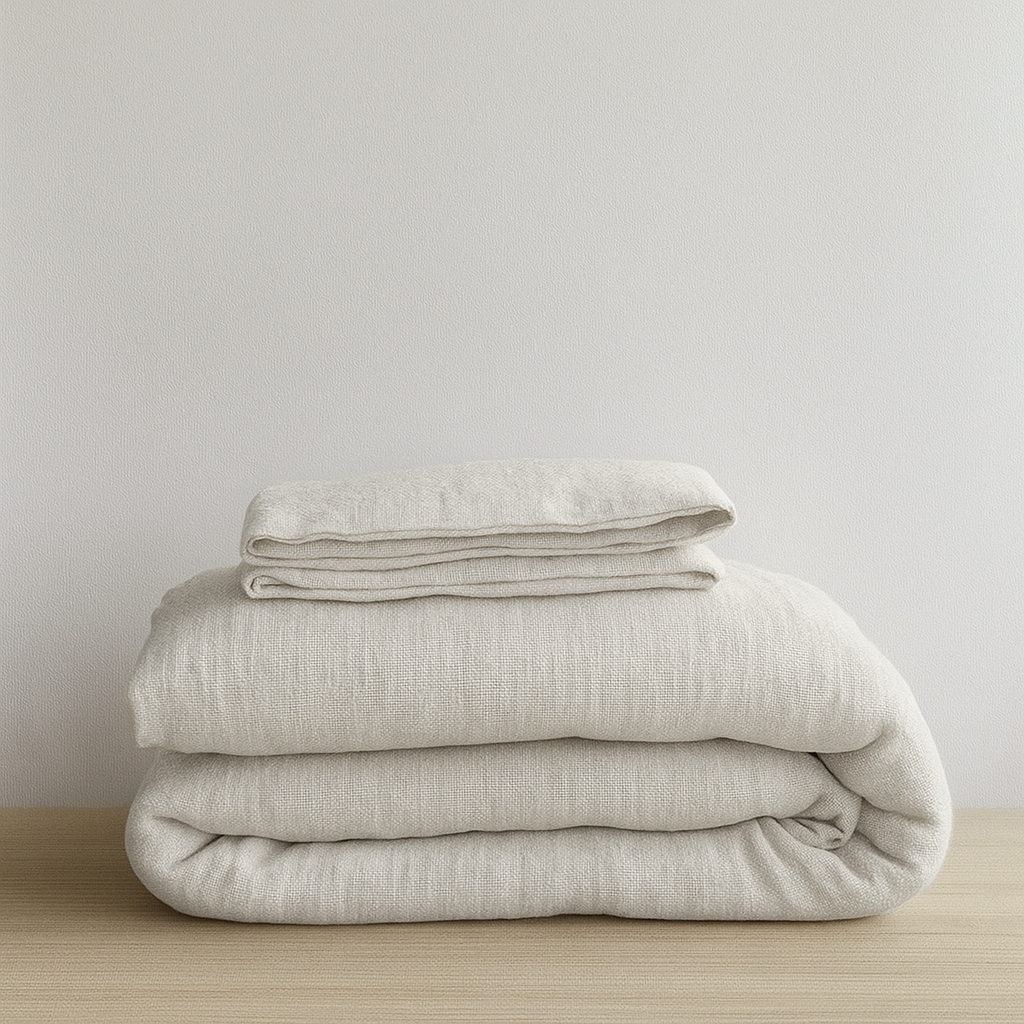 Off-White Washed Heavyweight Linen Duvet Cover Set