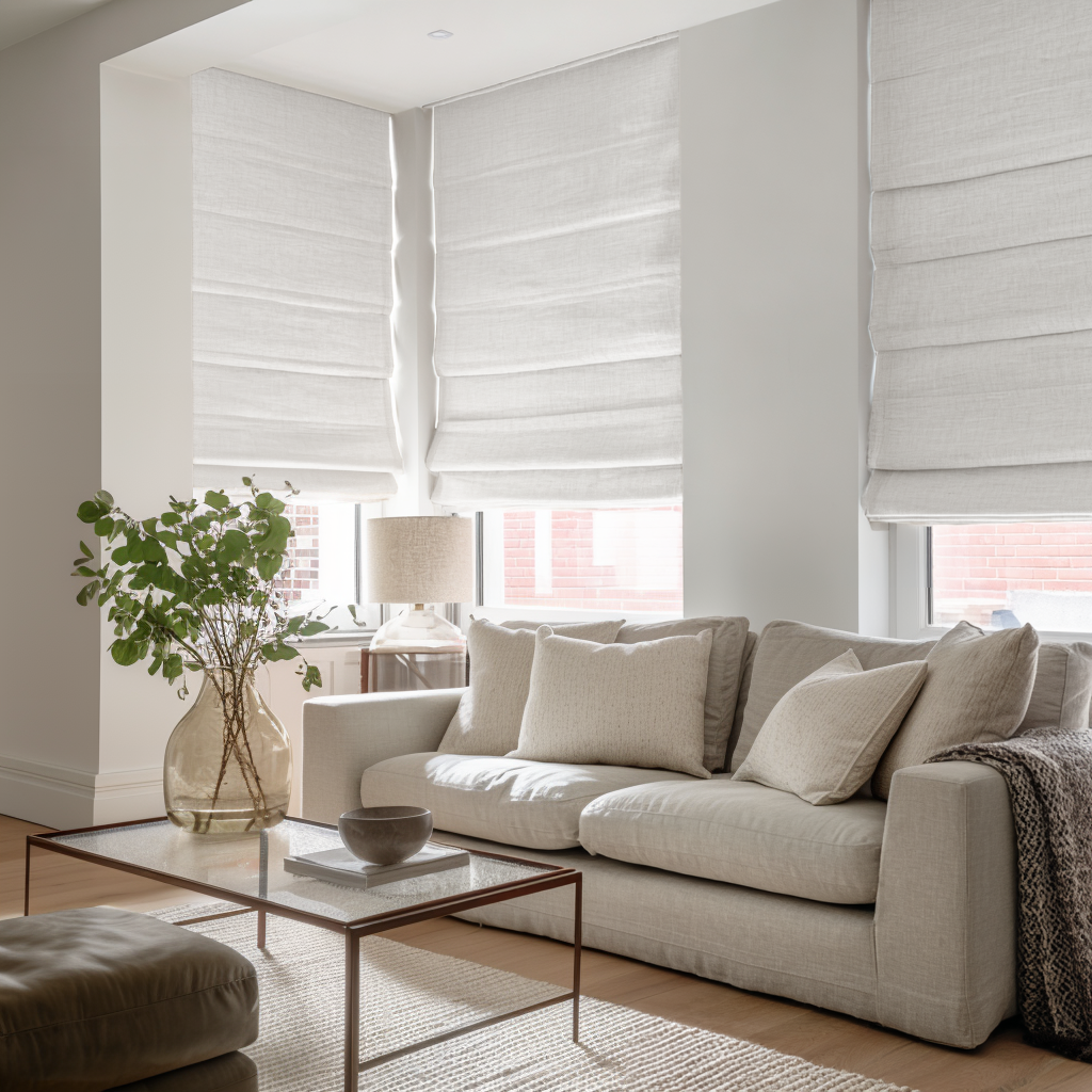 Off-White Blackout Insulated Roman Shades
