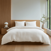 Off-White Washed Heavyweight Linen Duvet Cover Set