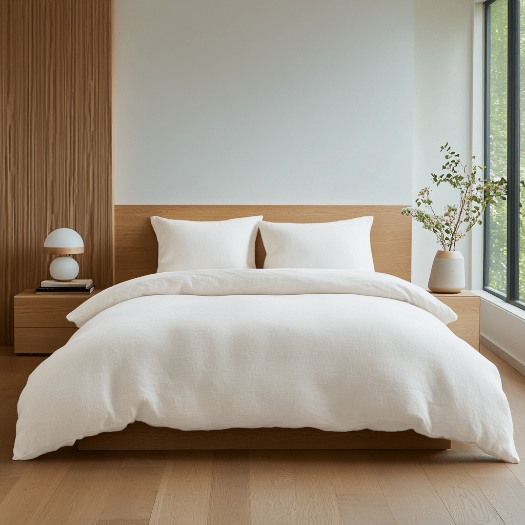 Off-White Washed Heavyweight Linen Duvet Cover Set