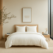 Off-White Washed Heavyweight Linen Duvet Cover Set - Close-Up Photo