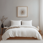Off-White Washed Heavyweight Linen Duvet Cover Set - Close-Up Photo