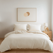 Off-White Washed Heavyweight Linen Duvet Cover Set - Close-Up Photo