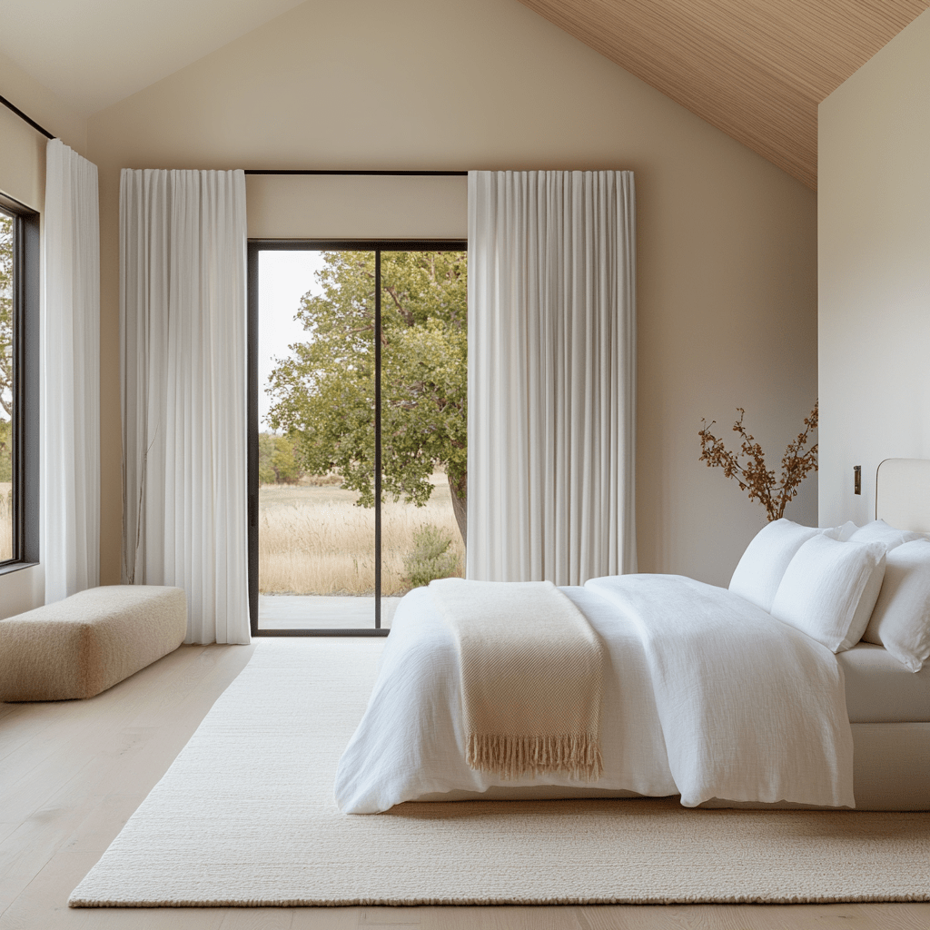Off-White Ivory Bedroom Curtains