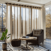 Sheer Grommet Outdoor Linen Curtains For Porch - Natural Beige