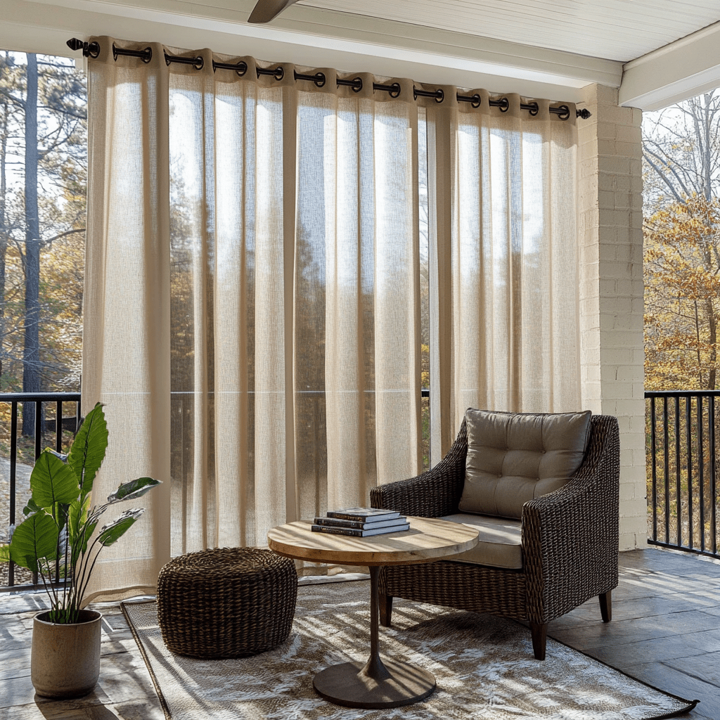 Sheer Grommet Outdoor Linen Curtains For Porch - Natural Beige