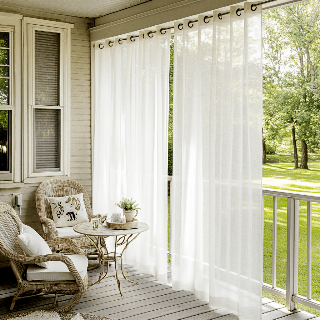 Sheer Grommet Outdoor Linen Curtains For Porch - Off-White