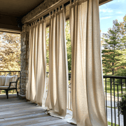 Outdoor Tab Top Linen Curtains For Porch - Natural Beige