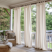 Outdoor Tab Top Linen Curtains For Porch - Off-White