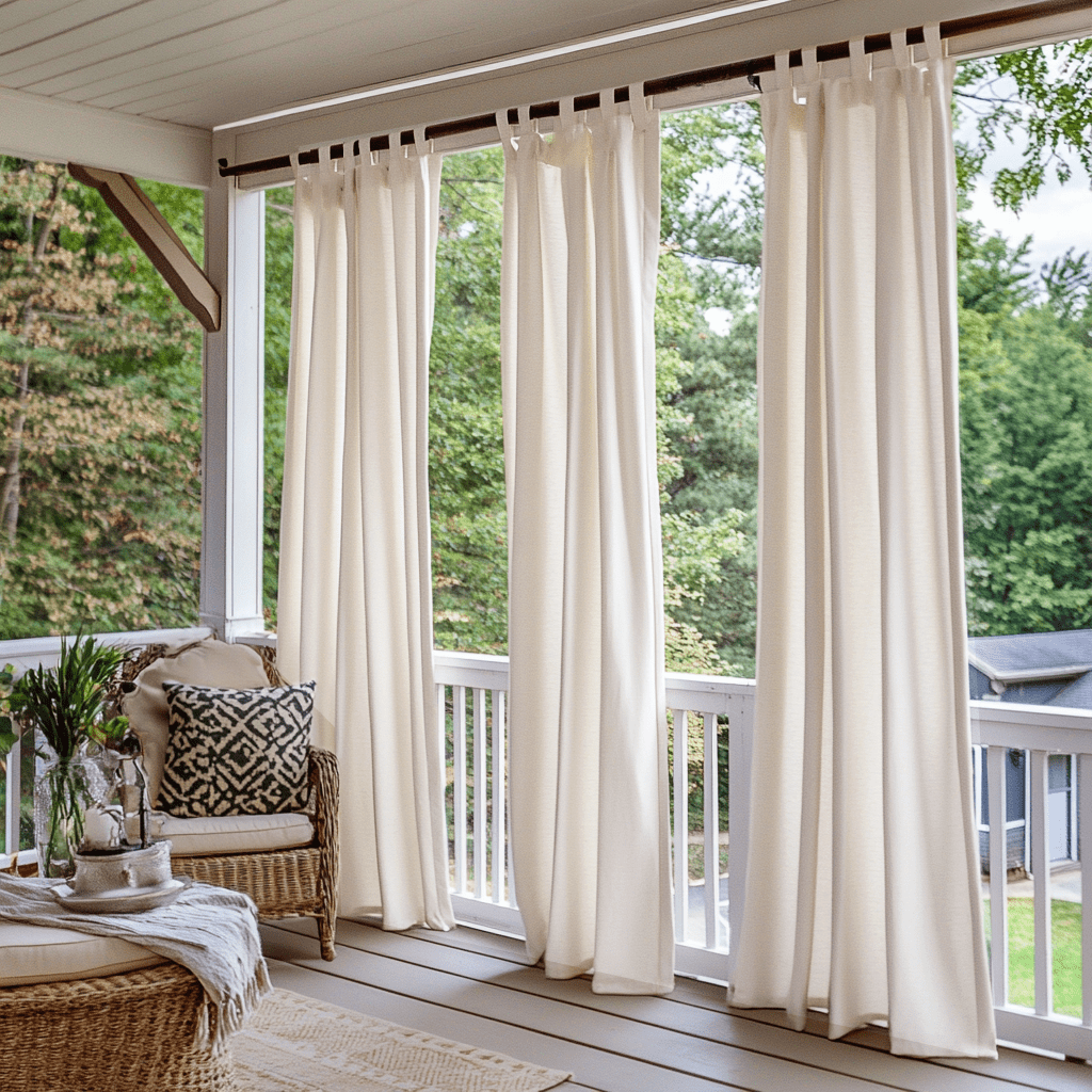 Outdoor Tab Top Linen Curtains For Porch - Off-White