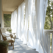 Sheer Outdoor Linen Rod Pocket Curtains For Porch - Off-White