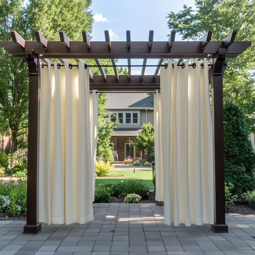 Outdoor Linen Pergola Grommet Curtains - Off-White