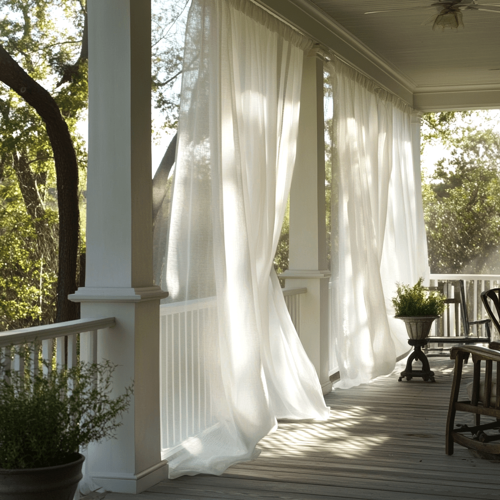 Sheer Linen Off White Outdoor Curtains For Porch