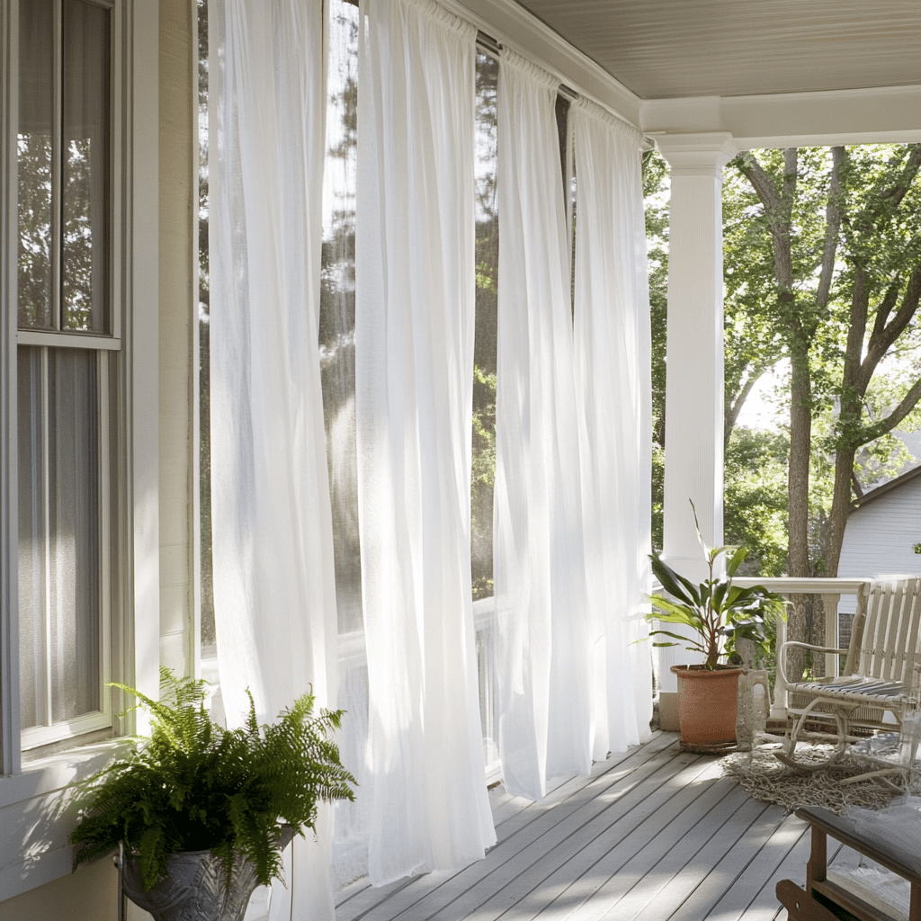 Sheer Linen White Outdoor Curtains For Porch