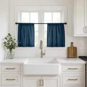 Peacock Blue Linen Kitchen Curtains