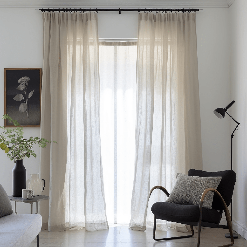 Pencil Pleat Sheer Curtains - Beige Natural