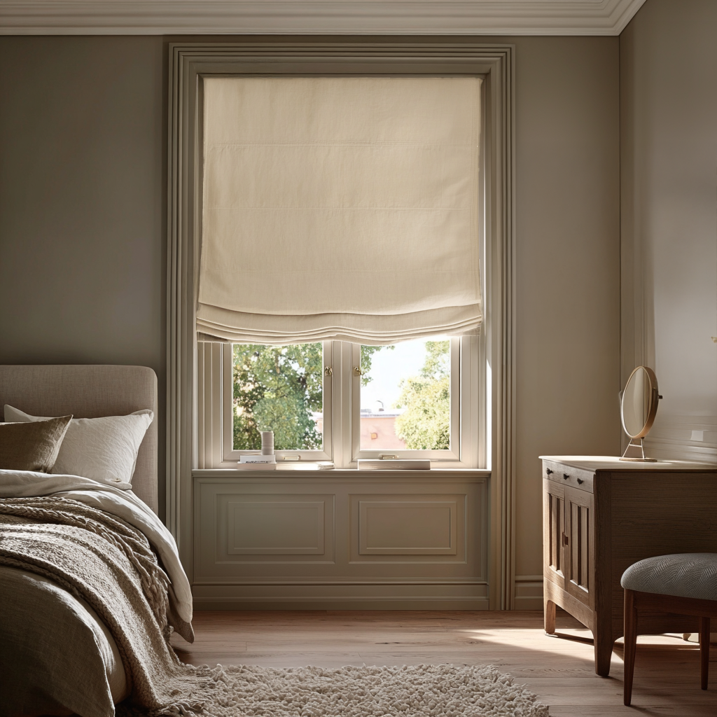 Cream Relaxed Blackout Roman Shades