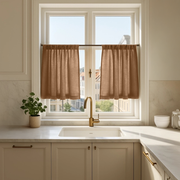 Tawny Brown Linen Kitchen Curtains