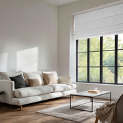 White Linen Blackout Roman Shades