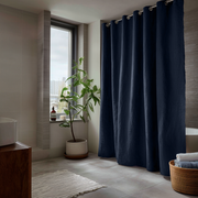 Royal Blue Hookless Linen Shower Curtain