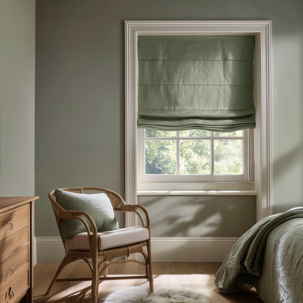 Sage Green Relaxed Blackout Roman Shades
