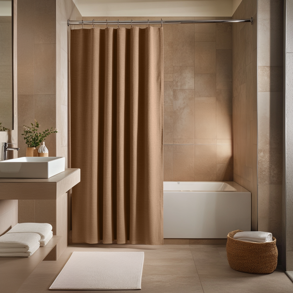 Tawny Brown Linen Shower Curtain