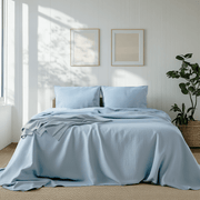 Sky Blue Linen Sheet Set