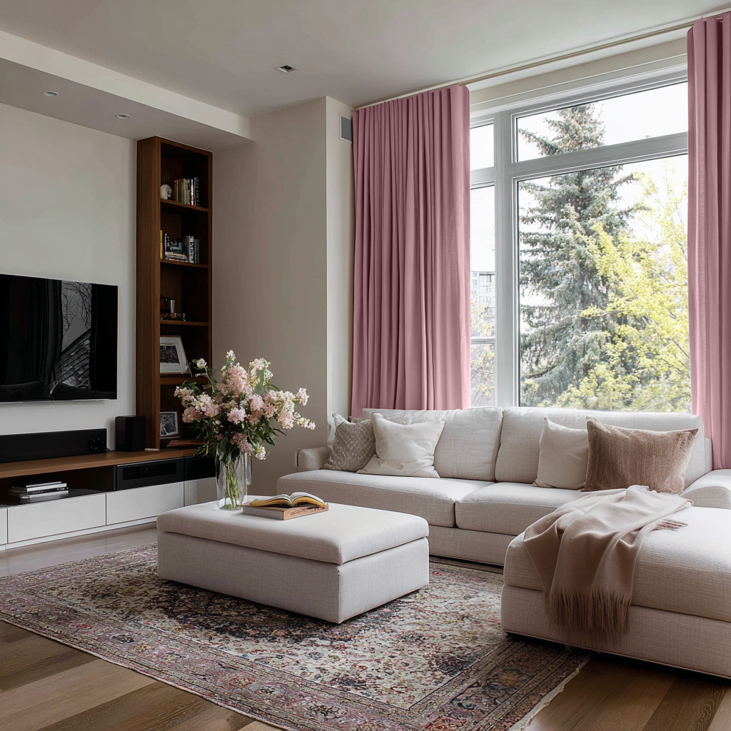 Dusty Rose Linen Soundproof Curtains – Acoustic, Sound Blocking