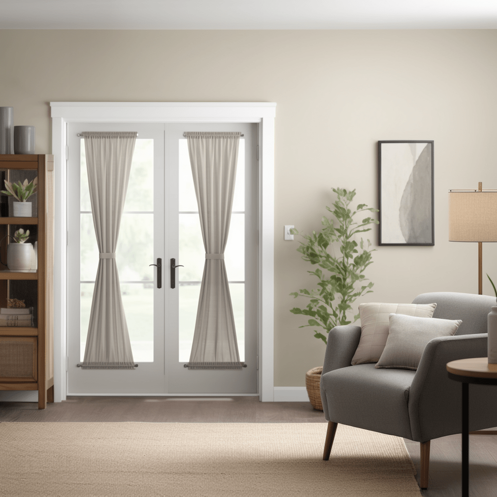 Stone Grey Linen French Door Curtain Panel - Custom Colors & Sizes - Unlined, Cotton or Blackout Lining