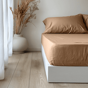 Tawny Brown Linen Fitted Sheet in Sheet Set