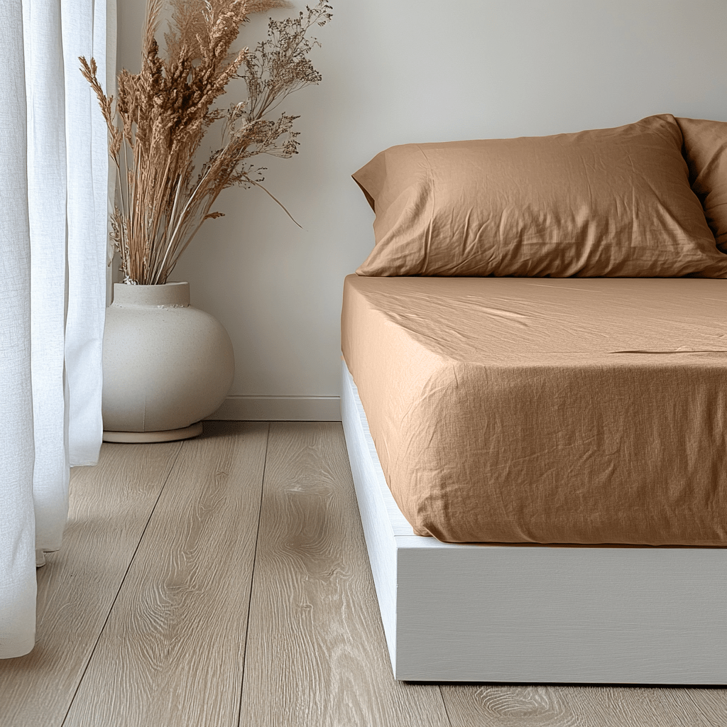 Tawny Brown Linen Fitted Sheet in Sheet Set