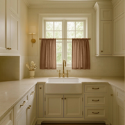 Tawny Brown Linen Kitchen Curtains