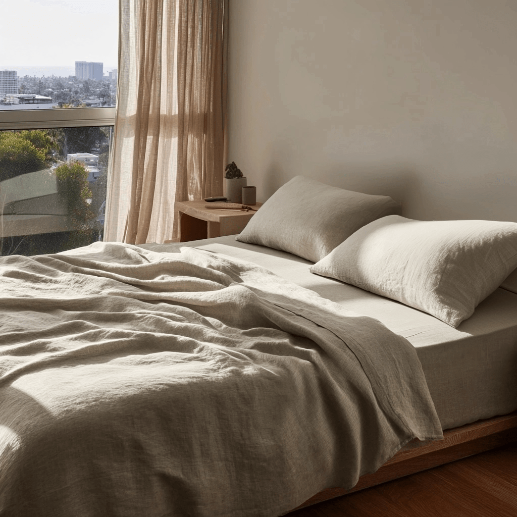 Natural Washed Linen Extra Deep Pocket Fitted Sheet Set