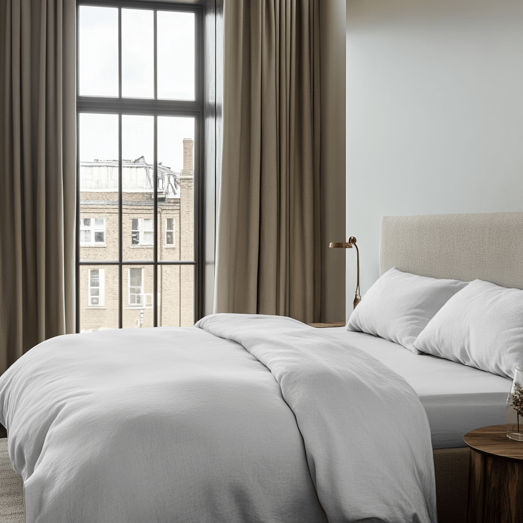 White Linen Duvet Cover Set In Town Apartment