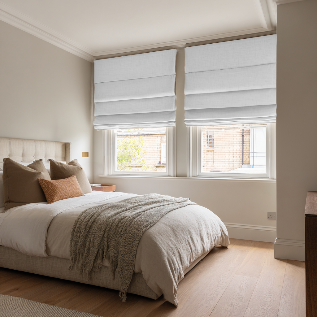 White Blackout Insulated Roman Shades