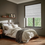 White Linen Blackout Roman Shades