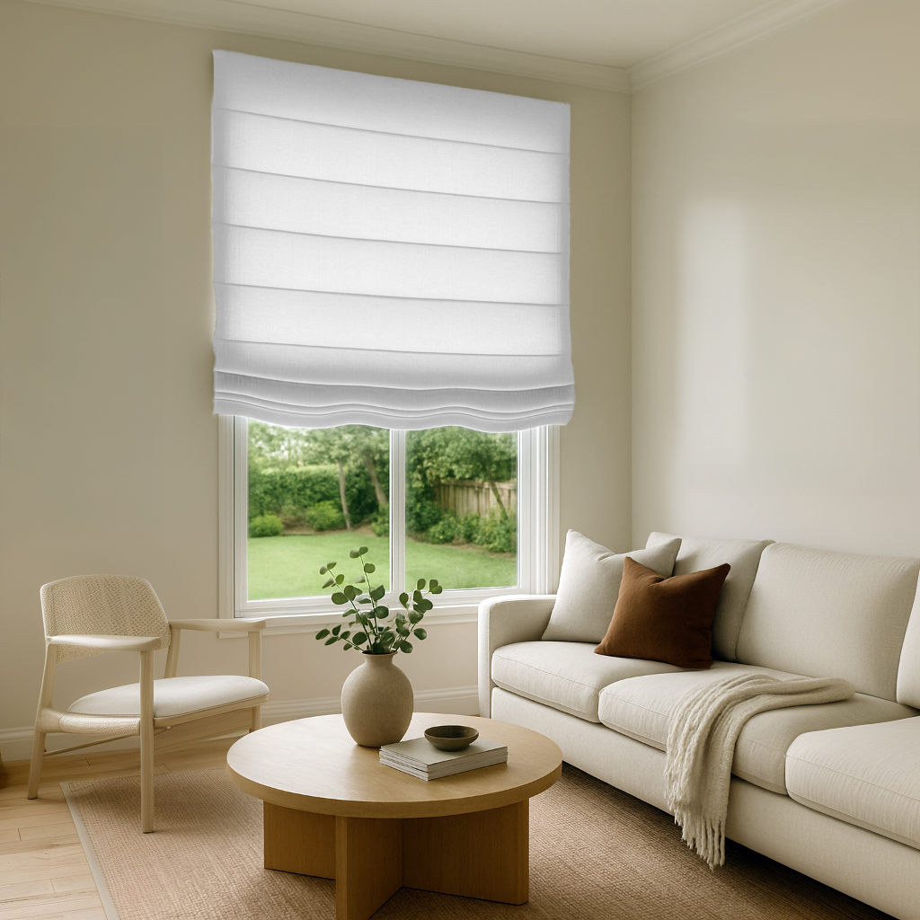 White Relaxed Blackout Roman Shades