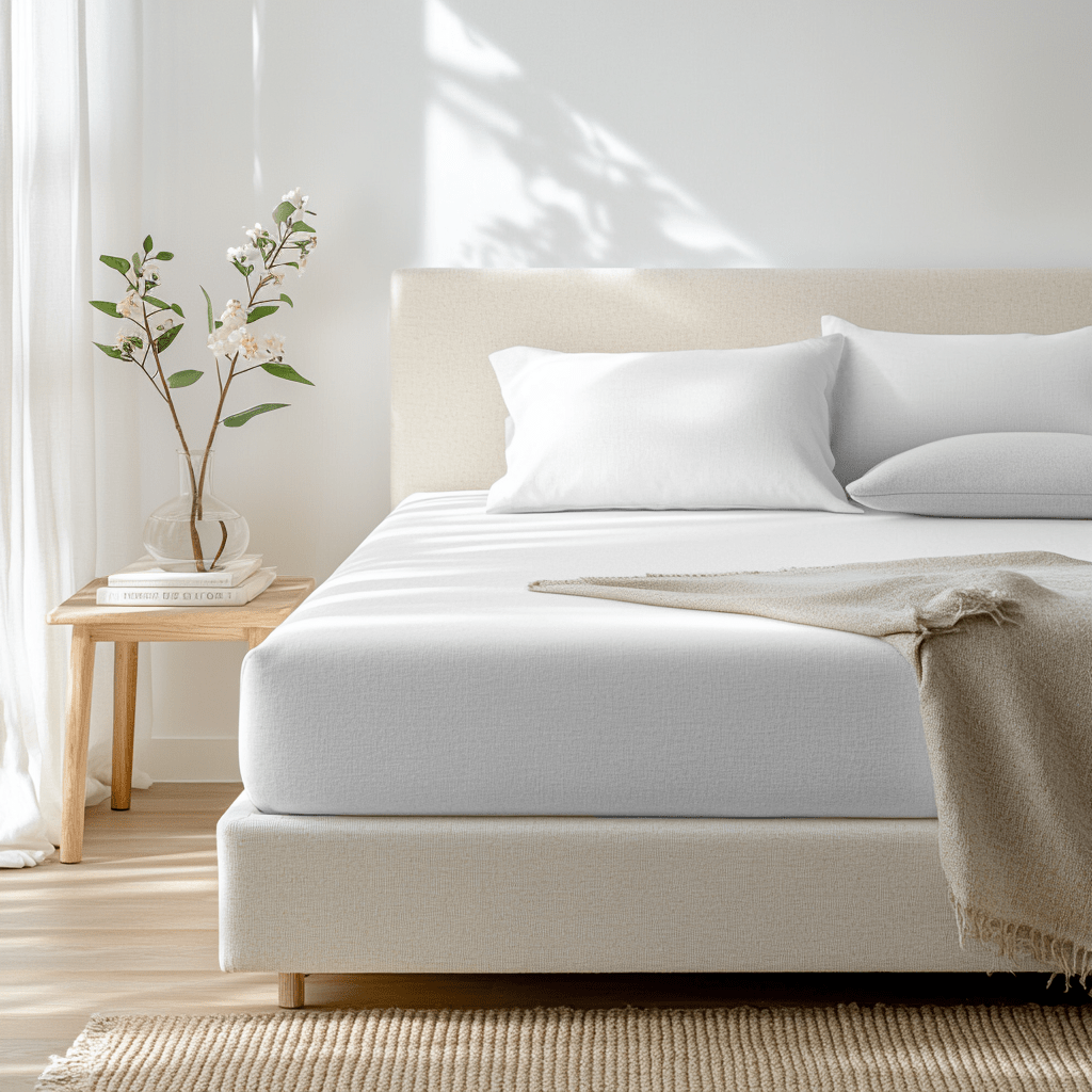 White Pure Linen Deep Pocket Fitted Sheet