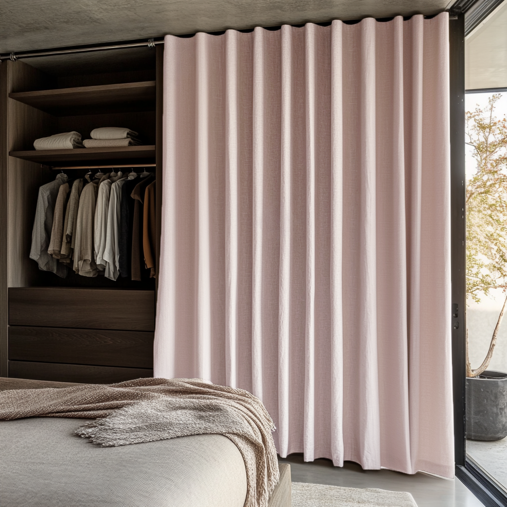 Dusty Pink Closet Curtains - Natural Linen Fabric - Custom Sizes: 63 ...