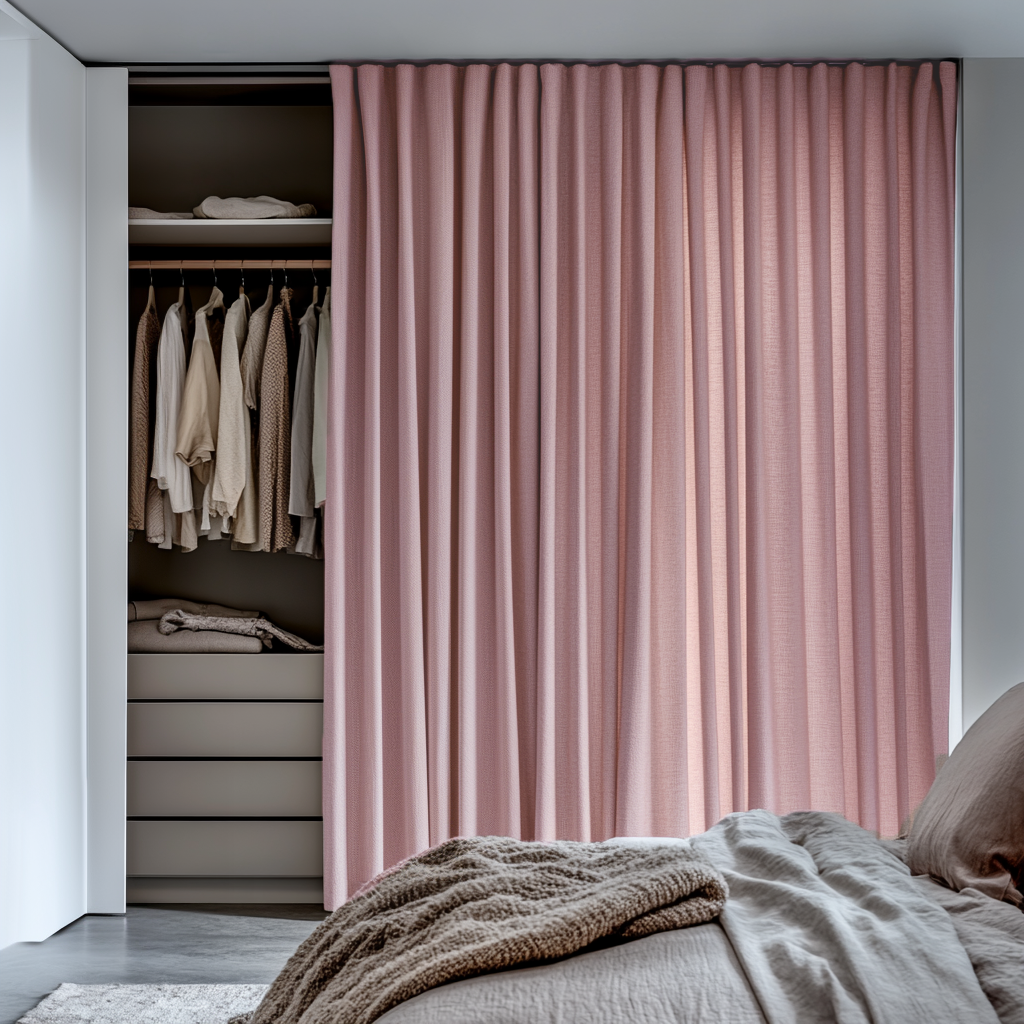 Dusty Rose Closet Curtains - Natural Linen Fabric - Custom Sizes: 63 ...