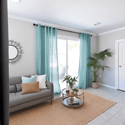 Aquamarine Blue Grommet Linen Curtain - Custom Sizes & Colors