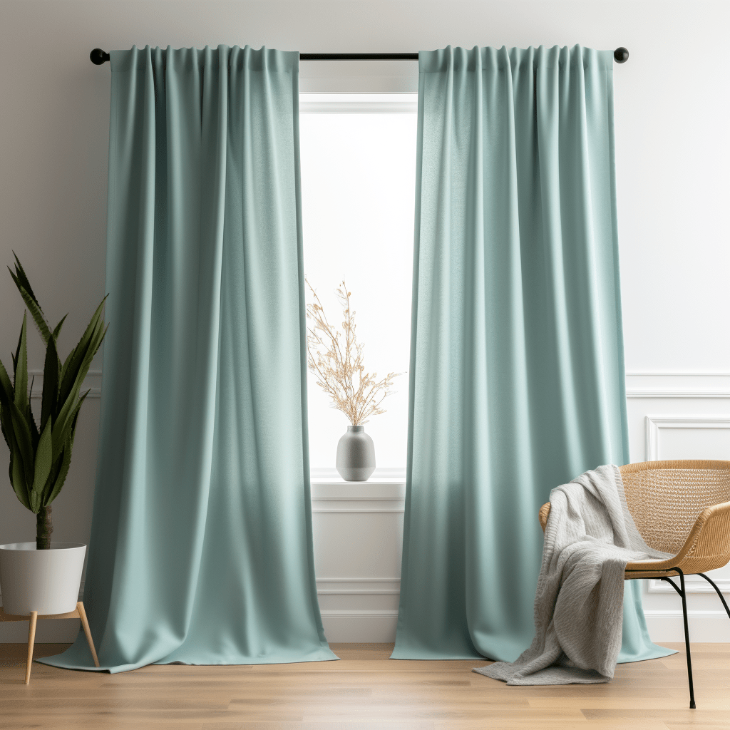 Aquamarine Blue Linen Rod Pocket Curtain with Cotton Lining - Custom Sizes & Colors