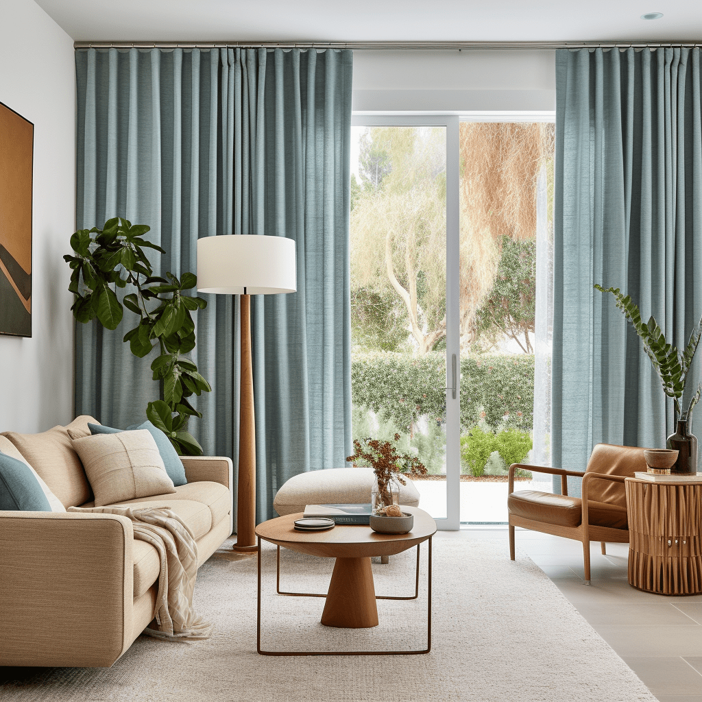 Aquamarine Blue S-Fold Linen Curtain with Cotton Lining - Suitable for Rings or Tracks - Custom Sizes & Colors