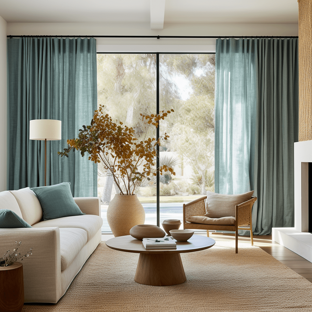 Aquamarine Blue S-fold Linen Curtain Panel - Suitable for Rings and Hooks or Tracks - Custom Sizes & Colors