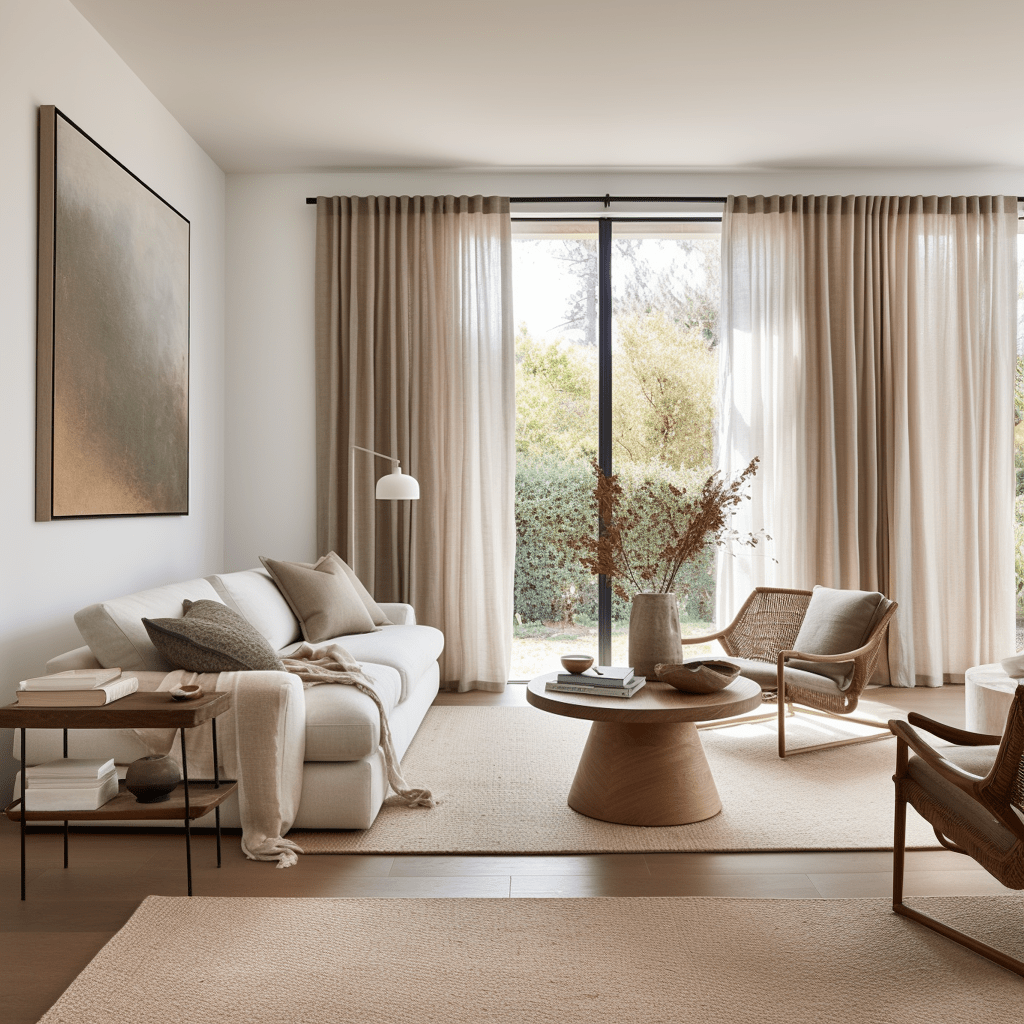 Back Tabs Linen curtains, color: Natural