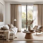 Back Tabs Linen curtains, color: Natural