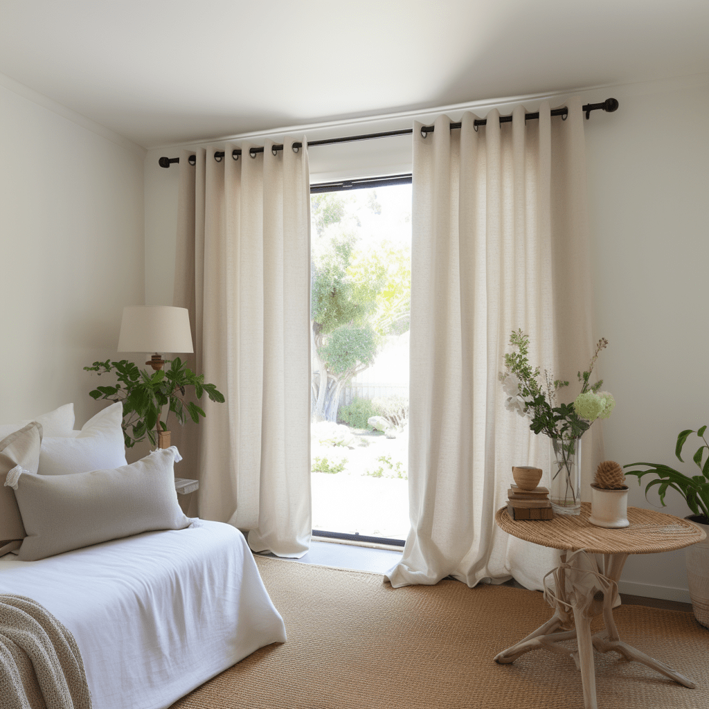 Bedroom Grommet Linen Curtain - Сustom Sizes and Colors - Eyelet Window Treatments
